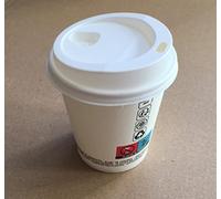 Nicoletti 100 Bicchieri carta bianchi per bere il caffè Tazza da 180ml (6oz) con il coperchio munito di foro Ideale per bere bevande calde o fredde