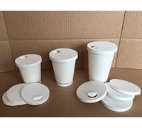 Nicoletti 100 Bicchieri di Carta Bianchi per Caffè americano,cappuccino, the o bevande da passeggio con coperchio nero o bianco coffee to go munito di foro per bere (Standard 250 ml)