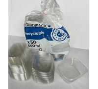 Nicoletti 50 VASCHETTE PER ALIMENTI CONTENITORI CON COPERCHIO ERMETICO IN PET IDEALI PER CIBO FRESCO, RISTORAZIONE, PAUSA PRANZO, CONSERVAZIONE FREEZER CONGELAMENTO (500 cc (13x11x6))