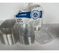 Nicoletti 50 VASCHETTE PER ALIMENTI CONTENITORI CON COPERCHIO ERMETICO IN PET IDEALI PER CIBO FRESCO, RISTORAZIONE, PAUSA PRANZO, CONSERVAZIONE FREEZER CONGELAMENTO (750 cc (17x13x6))