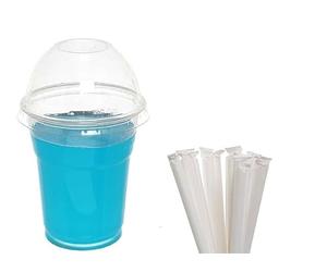 Nicoletti KIT BUBBLE TEA SMOOTHIE FRAPPE YOGURT MILKSHAKE 150 PEZZI : 50 Bicchieri in Plastica PET + 50 Coperchi a cupola con foro + 50 Cannucce in carta (500 ml)