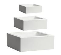 Nicoli 3 pezzi vaso quadrato Minos in resina, fioriera quadrata elegante per interno ed esterno (TRE PEZZI CM 25/40/60, BIANCO)