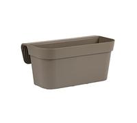 Nicoli Balconiera Arké 40 cm - Fioriera da Balcone in Plastica Resistente - Vaso da Esterno Autopendente per Piante e Fiori - Vaso per Ringhiera con Riserva d’Acqua - Colore Tortora