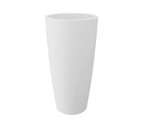Nicoli Vaso Alto Style 36x70 cm c- Vaso Decorativo da Interno ed Esterno in Plastica Resistente - Vaso per Piante con Sottovaso Estraibile - Colore Bianco