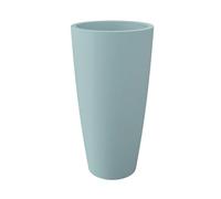 Nicoli Vaso Alto Style 36x70 cm con 2 Pezzi Bosso Artificiale - Vaso Decorativo da Interno ed Esterno in Plastica Resistente - Vaso per Piante con Sottovaso Estraibile - Colore Grigio