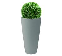 Nicoli Vaso Alto Style 36x70 cm con Bosso Artificiale - Vaso Decorativo da Interno ed Esterno in Plastica Resistente - Vaso per Piante con Sottovaso Estraibile - Colore Grigio