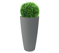 Nicoli Vaso Alto Style 36x70 cm con Bosso Artificiale - Vaso Decorativo da Interno ed Esterno in Plastica Resistente - Vaso per Piante con Sottovaso Estraibile - Colore Tortora