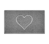 Nicoman Cuore Zerbino Entrata - Tappeto Lavabile Antiscivolo - (Ideale in Esterni Non riparati), Medio (75x44cm), Grigio