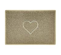 Nicoman Cuore Zerbino Entrata - Tappeto Lavabile Antiscivolo - (Ideale in Esterni riparati o Interni), Grande (90x60cm), Beige
