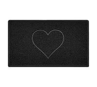 Nicoman Cuore Zerbino Entrata - Tappeto Lavabile Antiscivolo - (Ideale in Esterni riparati o Interni), Medio (75x44cm), Nero