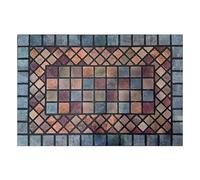 Nicoman Elegante zerbino per interni ed esterni, ecologico, antigraffio, antiscivolo, rettangolare (90 x 60 cm), bordo blu