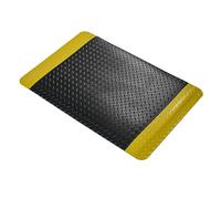 Nicoman Tappetino industriale anti-affaticamento, con bordo nero e giallo, tappetino ergonomico in spugna resistente, tappetino antiscivolo impermeabile (nero/giallo, 15 mm, 90 x 60 cm)