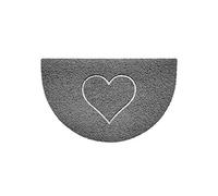 Nicoman Zerbino a mezza luna in rilievo, lavabile a getto, 70 x 44 cm, colore grigio, a forma di cuore, utilizzabile solo per esterni