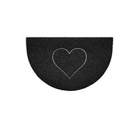 Nicoman - Zerbino a mezzaluna Goffrato, Lavabile, 70 x 44 cm (Grigio, a Forma di Stella), Solo Nero per Esterni., 70x44cm-HEART