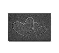 Nicoman Zerbino con doppio cuore in rilievo, cattura lo sporco, lavabile, con retro in gomma, colore: grigio scuro (retro in gomma impermeabile), piccolo (60 x 40 cm)