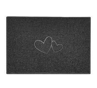 Nicoman Zerbino con doppio cuore in rilievo, cattura lo sporco, lavabile, con retro in gomma, colore grigio scuro (retro in gomma impermeabile) - XL (120 x 80 cm)