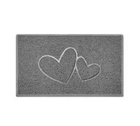 Nicoman Zerbino con doppio cuore in rilievo, per interni ed esterni, in PVC, diverse opzioni di colore (grigio, 75 x 44 cm)