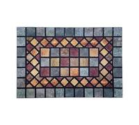 Nicoman Zerbino resistente per piastrelle, antiscivolo, anti-fatica, in gomma ecologica, per interni ed esterni, rettangolare (60 x 40 cm), bordo blu