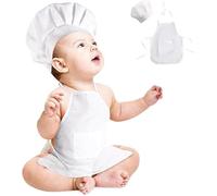 Nicoone Set da Cuoco per Neonato,Baby Chef Grembiule e Cappello Neonato per Foto,Cappello e Grembiule Cuoco Bambino (Bambini 12-24 mesi)