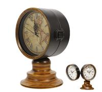 Nicoone Sveglia senza Ticchettio,Bifacciale Classico Orologio da Scrivania Analogico con Mappa Del Mondo Retrò,Silenzioso Sveglia da Comodino e da Scaffale