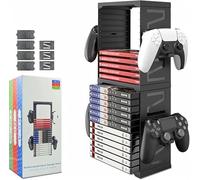 Nicoone Torre di archiviazione per videogiochi, supporto per 24 CD e CD, organizer per PS5/PS4/Xbox Series X/Xbox one/Nintendo Switch Games, Nero , alla moda