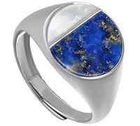 NicoWerk Anello da donna in argento Sterling 925 blu notte con pietra lapis lazzuli permutt giocoso elegante rotondo cerchio aperto SRI975