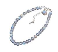NicoWerk - Bracciale da donna in argento sterling 925, con sfere di pietra di luna, progettato in Germania, con catena di estensione e confezione regalo SAB141, 20 cm, Argento sterling, pietra di luna