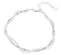 NicoWerk Bracciale da donna in argento Sterling 925, filigrana, giocoso, liscio con pietra lucida SAB283