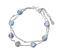 NicoWerk - Bracciale da donna in argento sterling 925, gioiello, progettato in Germania, bracciale a più file con pietre di luna, con confezione regalo SAB169, 20 cm, Argento sterling