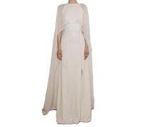 Nicoxijia Scialle da donna in chiffon, mantello a rete trasparente, poncho top fluido, mantelle per abito da sera, feste di nozze, mantelle coprono, bianco, Etichettalia unica