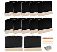 Nicphyn 12 Pezzi Mini Lavagna da Tavolo, Piccole Lavagnetta Cancellabile, Mini Lavagnette Segnaposto con Supporti, Lavagne in Legno con Supporto, per Cartellini Dei Prezzi, Nome, Buffet di Nozze