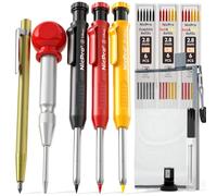 Nicpro 11 Pezzi Matite Falegname Set con 18 Mina, Solida meccanica Carpentiere e Penna per incisione, Strumenti fai da te con per Cantiere, Angolo, Aarcatore di velocità, misura di vernice