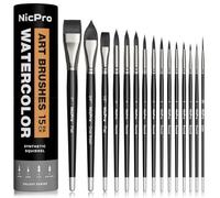 Nicpro 15 Pezzi Pennelli Acquerello, Professionali Pennelli per Pittura, Set Pennelli Peli Scoiattolo Morbido e Fine, Pennelli per Artisti, Vernici Acriliche, Acquerello, Guazzo, con Supporto e Borsa