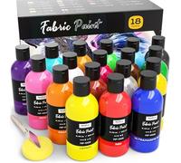 Nicpro 18 colori per tessuti permanenti(250 ml/flacone), pittura per tessuti morbida per vestiti, pittura atossica per tessuti fai da te, t-shirt, scarpe, jeans, borse e tele, con ruota dei colori