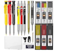 Nicpro 18 Pezzi Matita Carpentiere Con Temperamatite, Falegnameria con 60 Ricariche, Strumento Automatico Centro Punch e Strumento Scriba in Carburo, Lapis per Lavorazione Legno