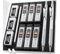 Nicpro 2 Pezzi 0,5 & 0,7mm Metallo Matite Meccaniche Set con Astuccio, Art Matite Portamine con 6 Tubi HB Mine, 2 Gomma, 9 Ricariche Di Gomma, Astuccio Per Artista Disegno Scrittura, Schizzi