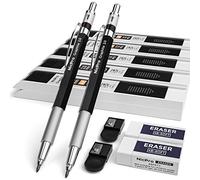Nicpro 2 Pezzi Matite Meccaniche in Metallo, Portamine 2,0 mm, Matite da Carpentiere con 120 Ricariche di Mina in Grafite (HB 2H 4H 2B 4B e Colore), 2 Gomme, Matite per Disegno, Scrittura, Schizzi