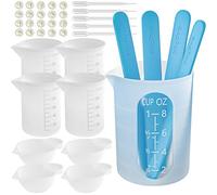 Nicpro 250 ml Misurini in Silicone + 4Pz 100 ml Tazze in Silicone, Misurino di Miscelazione Antiaderenti per Tazze Graduate Stampi per Colata Resina Epossidica, con 20 Pipette, Bastoncini, Guanti
