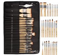 Nicpro 26 Pezzi Pennelli per Dipingere, Set Pennelli Pittura per Artisti Professionisti, Pennelli Acquerello per Acrilico, Olio Pittura, Vieni con Rotolo di Tela e Spatola