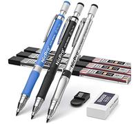 Nicpro 3 Pezzi 2mm Matite Meccaniche, Art Portamine Matite Falegname Set con 6 Tubo Nero & Colore Mine HB & 2B, Gomma, Temperamatite per Artista Cantiere, Carpentiere, Disegno Scrittura, Schizzi