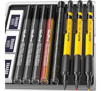 Nicpro 3 Pezzi Matite per Falegname, Portamine 1,3 mm con 36 Mina, 3 Gomme, Fusto Metallo Resistente Alle Intemperie, Meccaniche Carpentiere Resistente per Marcature Esterne Lavorazione del Legno