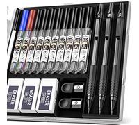 Nicpro 3 Pezzi Metallo Matite Meccaniche con Temperamatite, Matite Falegname con Gomme, Portamine 2mm con 10 Tubo Grafite Mine (HB 2H 4H 2B 4B) per Scrittura Artistica, Disegno, Schizzi