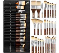Nicpro 30 pezzi pennelli per dipingere, pennelli professionali con spatola e borsa porta pennelli, pennelli artigianali per pittura acrilica, olio, acquerello, guazzo, set pennelli pittura