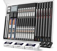 Nicpro 35 Pezzi Matite Meccaniche Set con Custodia, Artistiche Portamine 0.5, 0.7, 0.9 mm & 3PCS Portamine 2mm con 20 tubi Ricariche Piombo(HB 2H 2B 4H 4B 6B Colori) per Schizzi e Disegni Scrittura