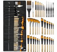 Nicpro 36 pezzi pennelli per dipingere, set pennelli pittura con spatola e rullo di stoffa, adatti per pittura acrilica, olio, acquerello, guazzo, forniture artistiche per artisti e principianti