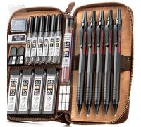 Nicpro 5 Pezzi Matite Meccaniche con Custodia, Portamine 0,3, 0,5, 0,7, 0,9 mm e 2 mm con 9 tubi (4B 2B HB 2H) Ricariche (Colori), Gomme, Portamine per Artista Disegno Scrittura Schizzi(Nero)
