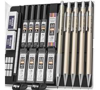 Nicpro 5 pezzi matite meccaniche, matita da disegno in metallo 0,3 0,5 0,7 0,9 e 2 mm Portamine in grafite (4B 2B HB 2H colorato) per schizzi e disegni con ricariche di piombo Custodia per gomma