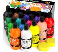 Nicpro 500ml×14 colori acrilici lavabile per bambini 5, acrilici in grandi quantità, vernice a tempera per bambini non tossica per arte, artigianato, bricolage, cartellonistica e pittura a dita