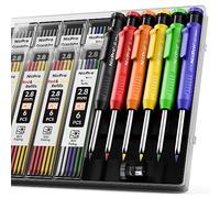 Nicpro 6 Pezzi Matite da Carpentiere con Temperamatite e Custodia, Matite per Falegname con 54 Ricariche (6 Colori) Marcatore per fori Profondi Matite per Lavorazione Legno, Architetti, Muratori