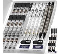 Nicpro 6 Pezzi Matite Meccaniche Set, 0,3 & 0,5 & 0,7 & 0,9 mm & 2mm (4B 2B HB 2H) Portamine con Astuccio, Art Portamine con Mine, Gomma, Temperamatite per Artista Studenti Disegno Scrittura Schizzi